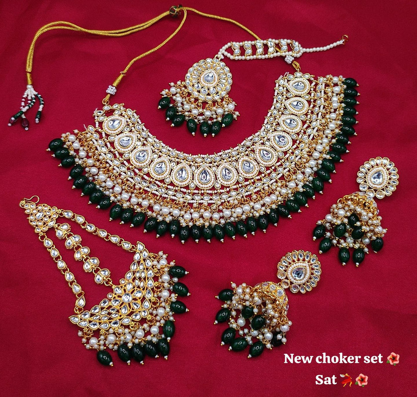 [SUBR004 Green] Pristine Boutique Subr004 Green Kundan Bridal Jewellery Set For Bride