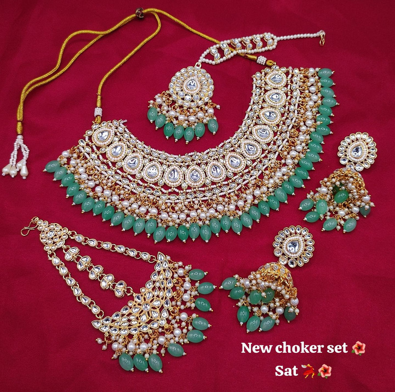 [SUBR004 Mint Green] SUBR004 Mint Green Kundan Bridal Jewellery Set for Bride