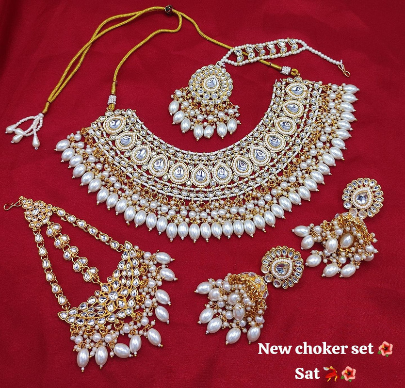 Vibrant Boutique Subr004 White Kundan Bridal Jewellery Set For Bride