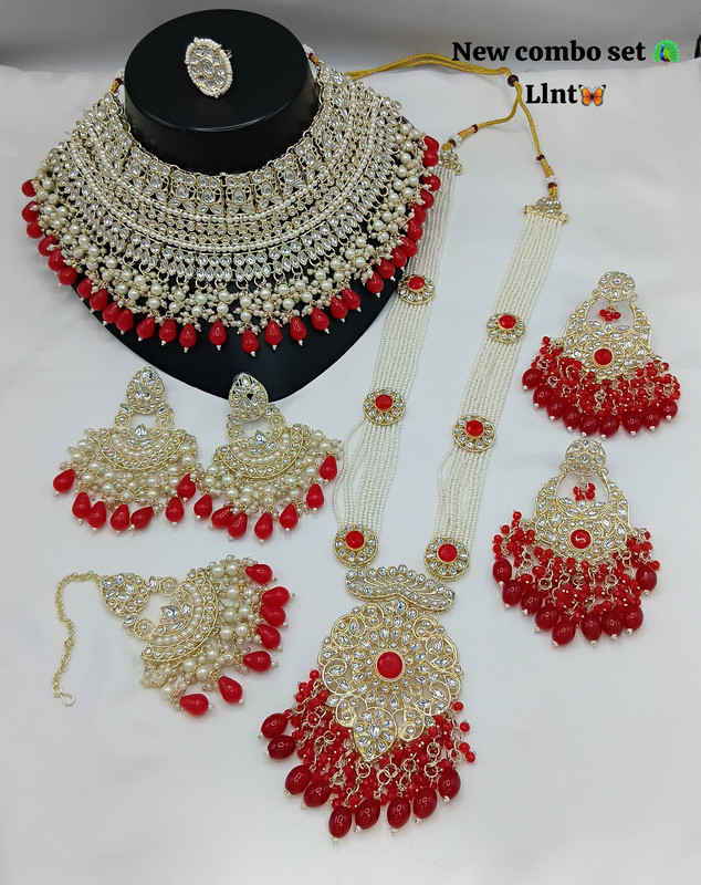 SUBR006 Red Kundan Bridal Jewellery Set for Bride