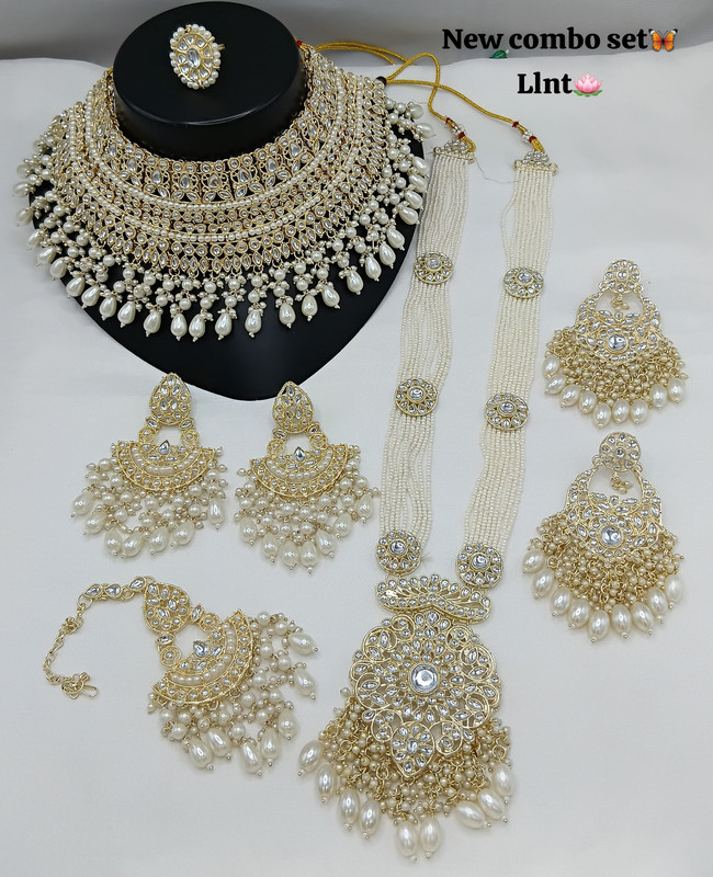 Classic Glam Subr006 White Kundan Bridal Jewellery Set For Bride