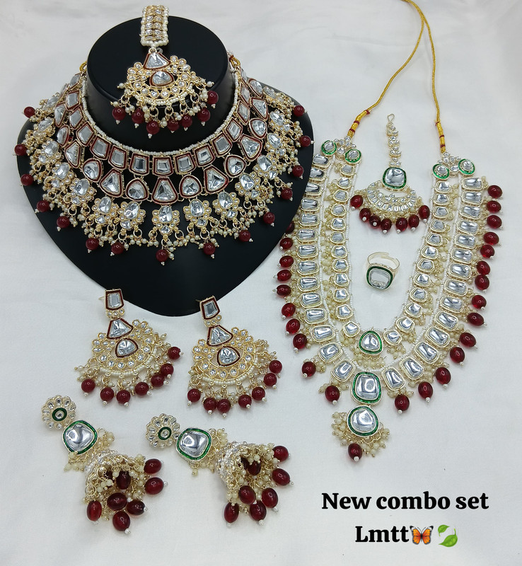 [SUBR009 Maroon] SUBR009 Maroon Kundan Bridal Jewellery Set for Bride