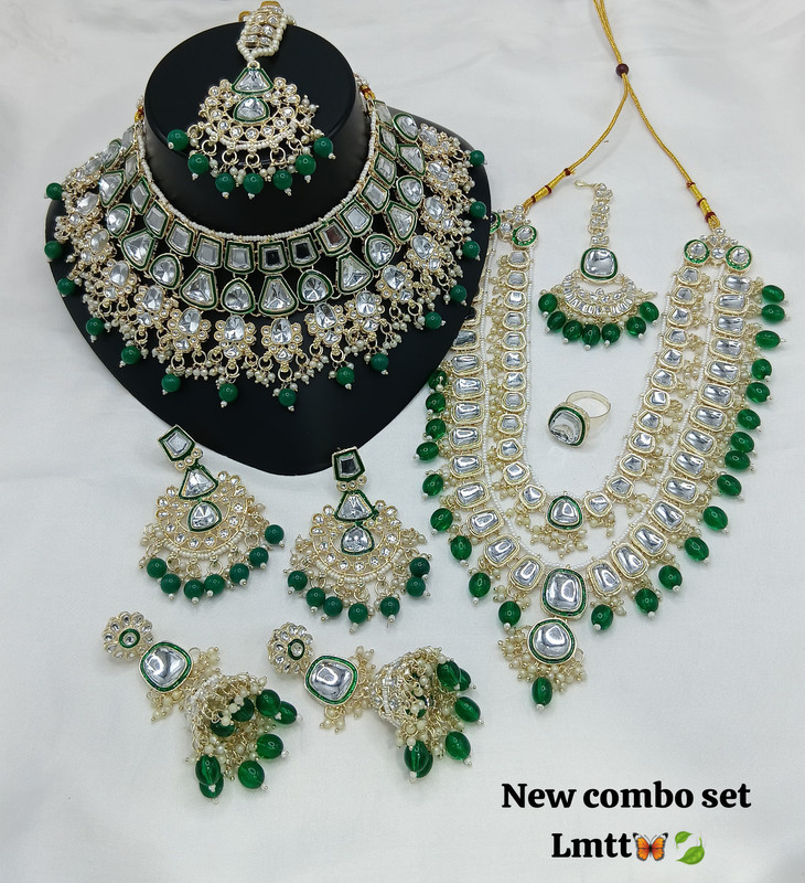 SUBR009 Green Kundan Bridal Jewellery Set for Bride