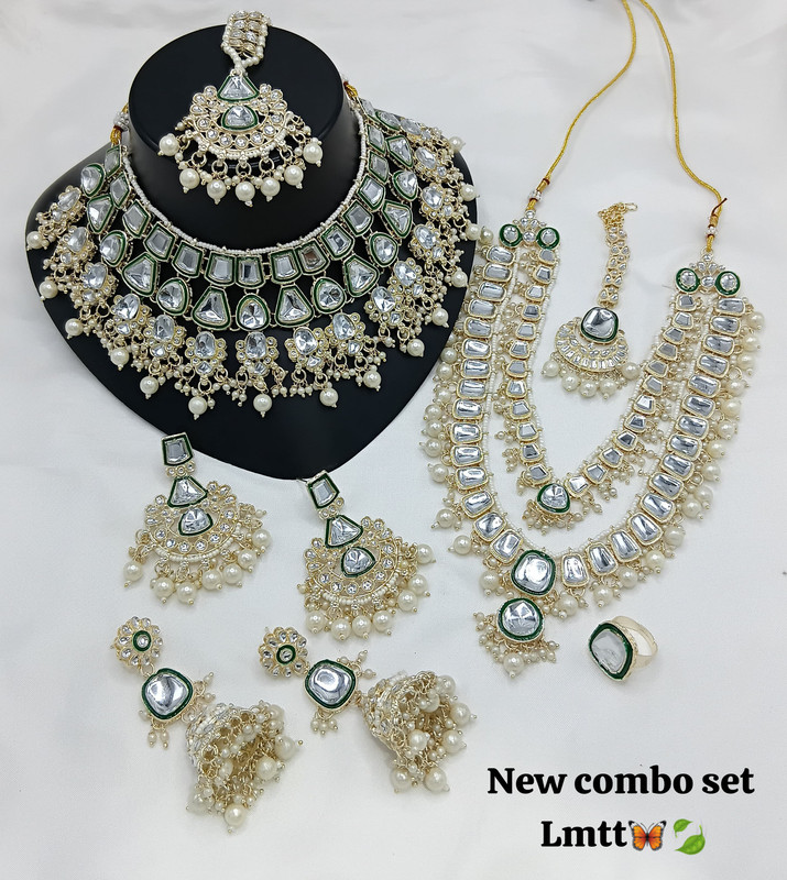 SUBR009 White Kundan Bridal Jewellery Set for Bride