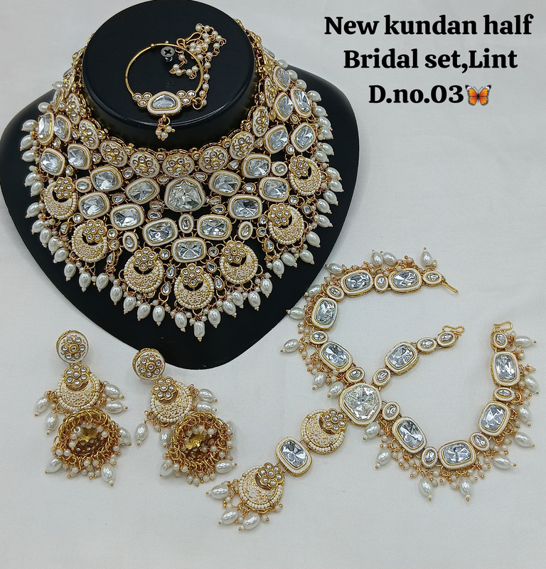 Premium Glam Subr010 White Kundan Bridal Jewellery Set For Bride