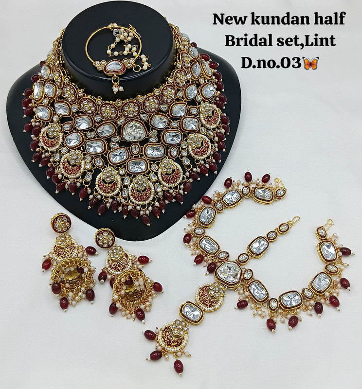 [SUBR010 Maroon] Stunning Glam Subr010 Maroon Kundan Bridal Jewellery Set For Bride