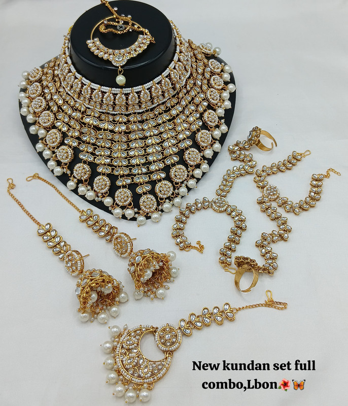 SUBR011 White Kundan Bridal Jewellery Set for Bride