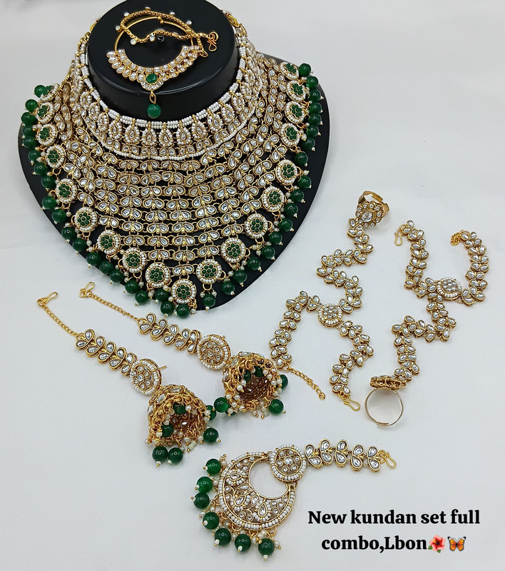 [SUBR011 Green] SUBR011 Green Kundan Bridal Jewellery Set for Bride