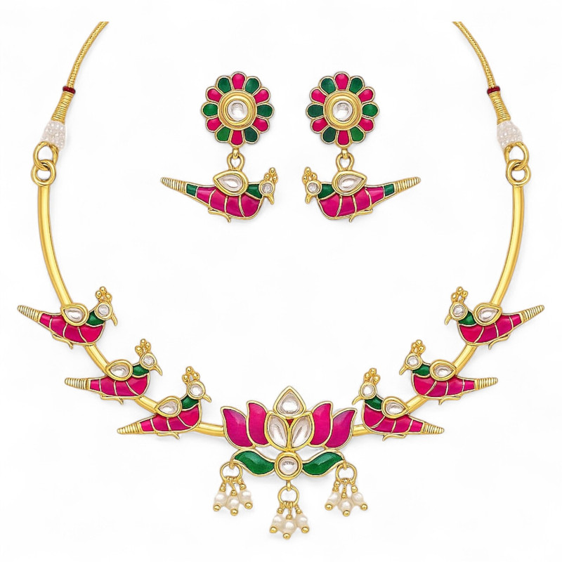 [PCS (1)] PCS1 Copper Necklace & Earrings Jewellery set for Women