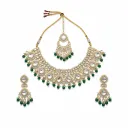 Luxury Luxe Suns0017 Green Kundan Choker Necklace Earring Jewellery Set For Marriage