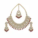 Authentic Luxe Suns0017 Maroon Kundan Choker Necklace Earring Jewellery Set For Marriage