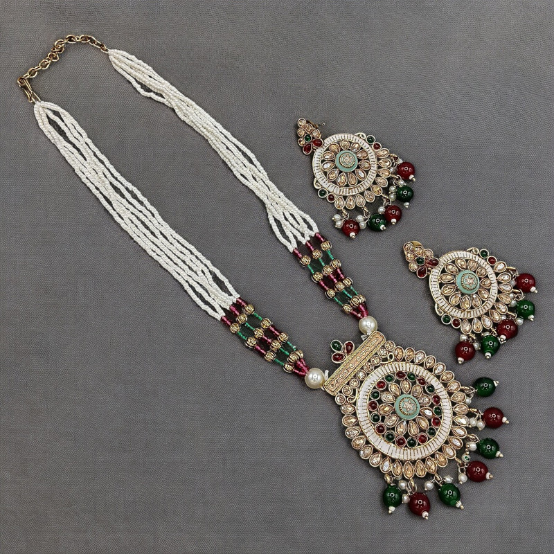 Graceful Luxe Suns0020 Multi Copper Necklace & Earrings Jewellery Set For Women