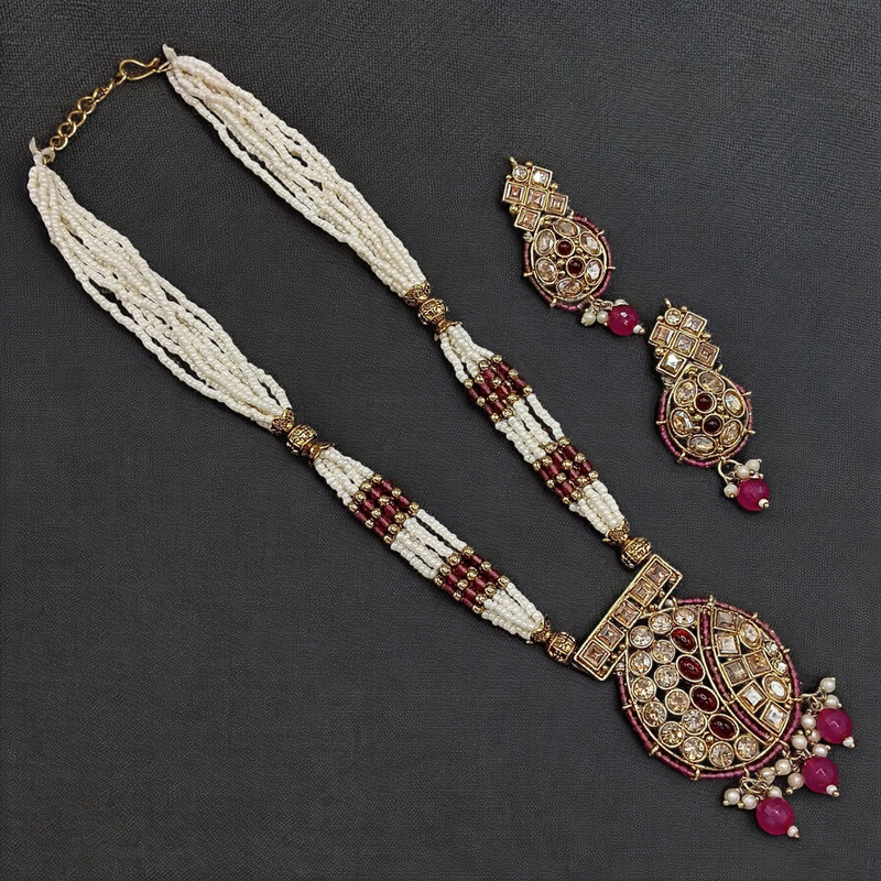 [SUNS0021 RANI] Mesmerizing Luxe Suns0021 Rani Copper Necklace & Earrings Jewellery Set For Women
