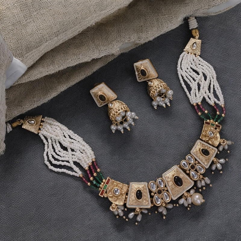 Classic Elite Suns0030 Multi Copper Necklace & Earrings Jewellery Set For Women