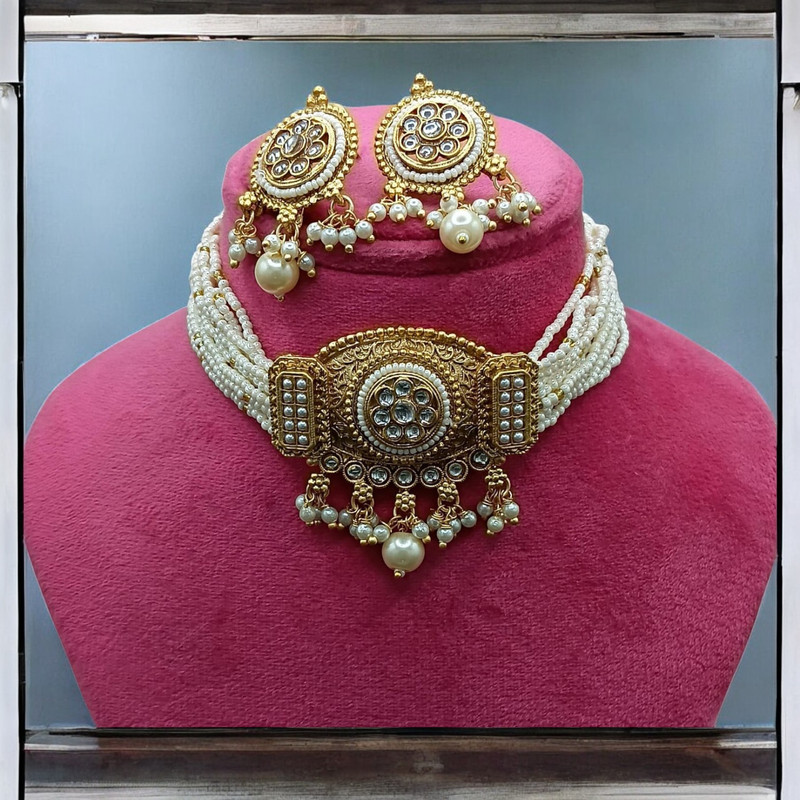 [SUNS0043 WHITE] SUNS0043 WHITE Copper Necklace & Earrings Jewellery set for Women