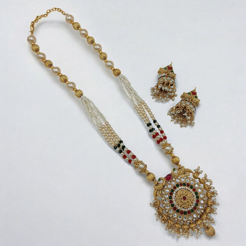 Artisan Supreme Suns0044 Maroon Copper Necklace & Earrings Jewellery Set For Women