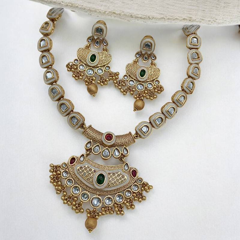 [SUNS0048 MAROON] SUNS0048 MAROON Copper Necklace & Earrings Jewellery set for Women